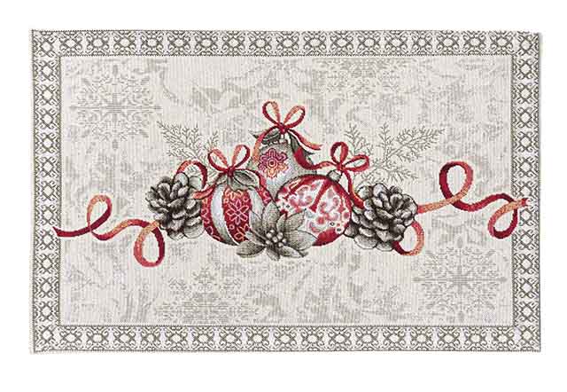 Set individual de mesa de tejido jacquard con bolas de Navidad. 30×45 KRIS - Imagen 4