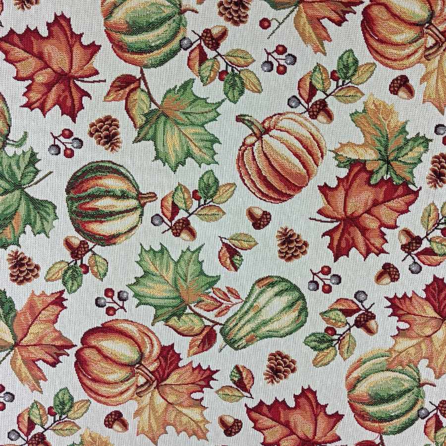 Tejido Jacquard AUTUM con hojas y calabazas otoñales. Ancho 140 - Imagen 2